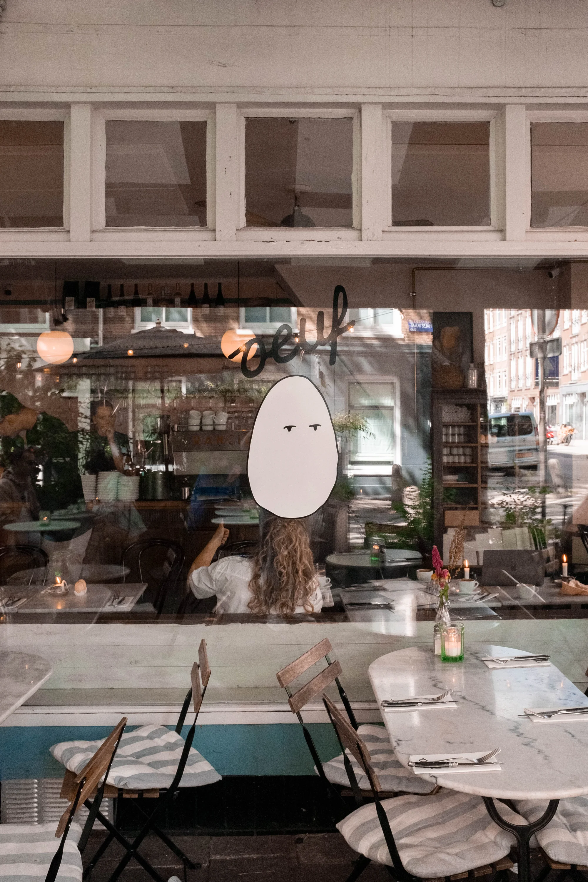 Oeuf Amsterdam storefront exterior view with large windows